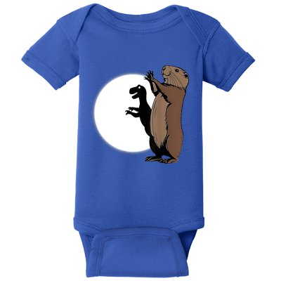 GroundhogS Dinosaur Shadow Puppet Funny Groundhog Day Baby Bodysuit