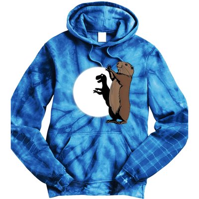 GroundhogS Dinosaur Shadow Puppet Funny Groundhog Day Tie Dye Hoodie