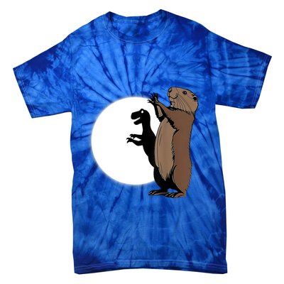 GroundhogS Dinosaur Shadow Puppet Funny Groundhog Day Tie-Dye T-Shirt