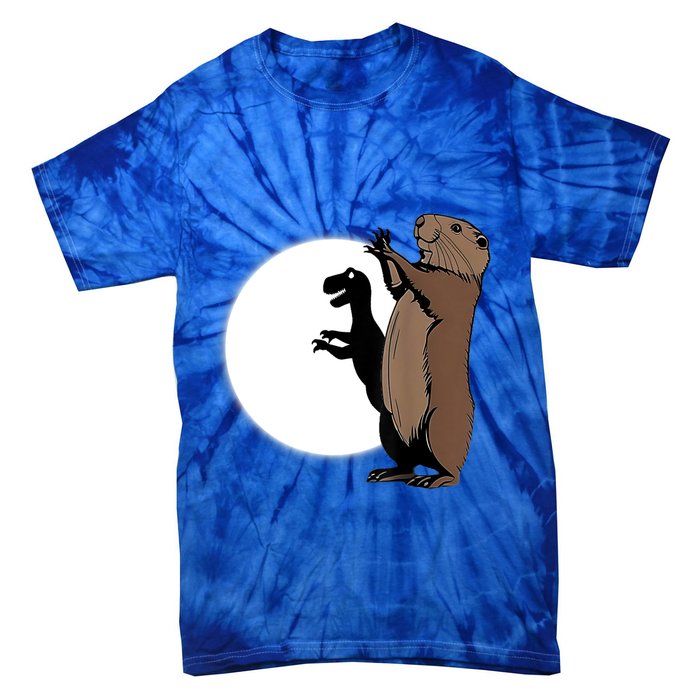 GroundhogS Dinosaur Shadow Puppet Funny Groundhog Day Tie-Dye T-Shirt