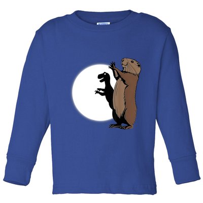 GroundhogS Dinosaur Shadow Puppet Funny Groundhog Day Toddler Long Sleeve Shirt