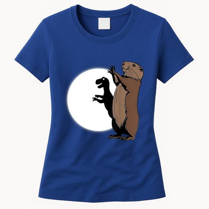 GroundhogS Dinosaur Shadow Puppet Funny Groundhog Day Womens T-Shirt