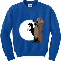 GroundhogS Dinosaur Shadow Puppet Funny Groundhog Day Kids Sweatshirt