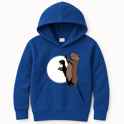 GroundhogS Dinosaur Shadow Puppet Funny Groundhog Day Kids Hoodie