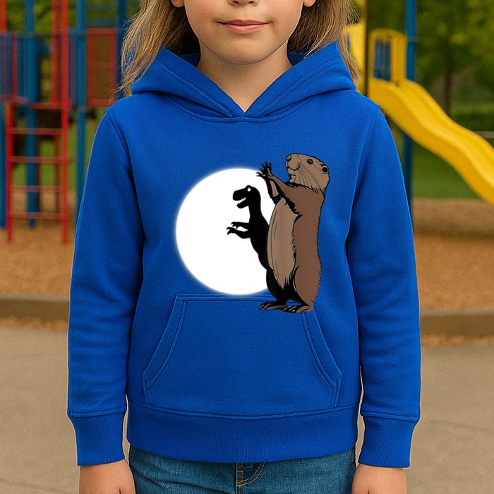 GroundhogS Dinosaur Shadow Puppet Funny Groundhog Day Kids Hoodie