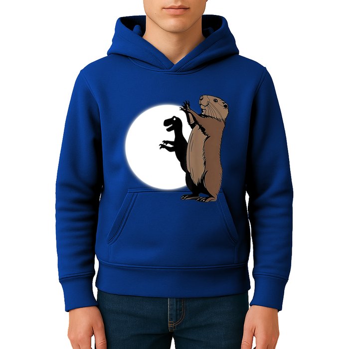 GroundhogS Dinosaur Shadow Puppet Funny Groundhog Day Kids Hoodie