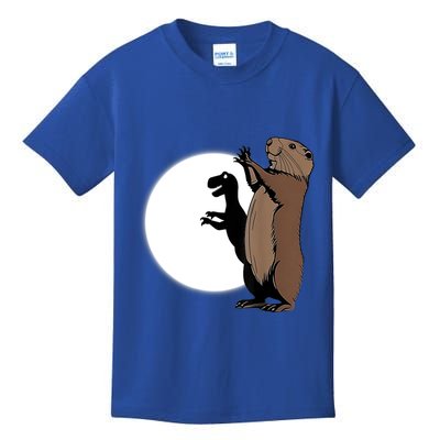 GroundhogS Dinosaur Shadow Puppet Funny Groundhog Day Kids T-Shirt