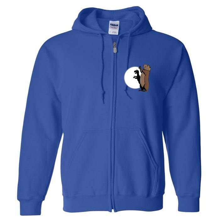 GroundhogS Dinosaur Shadow Puppet Funny Groundhog Day Full Zip Hoodie