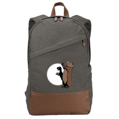 GroundhogS Dinosaur Shadow Puppet Funny Groundhog Day Cotton Canvas Backpack