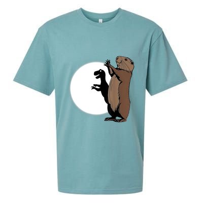 GroundhogS Dinosaur Shadow Puppet Funny Groundhog Day Sueded Cloud Jersey T-Shirt