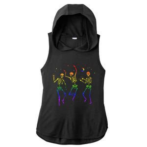 Goth Dancing Skeleton Gay Lesbian LGBT Pride For Halloween Ladies PosiCharge Tri-Blend Wicking Draft Hoodie Tank