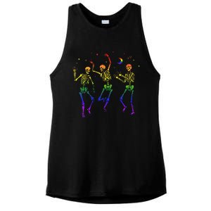 Goth Dancing Skeleton Gay Lesbian LGBT Pride For Halloween Ladies PosiCharge Tri-Blend Wicking Tank