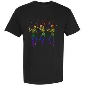 Goth Dancing Skeleton Gay Lesbian LGBT Pride For Halloween Garment-Dyed Heavyweight T-Shirt