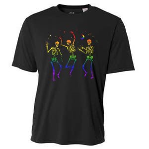 Goth Dancing Skeleton Gay Lesbian LGBT Pride For Halloween Cooling Performance Crew T-Shirt