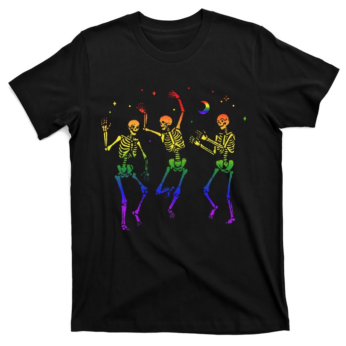 Goth Dancing Skeleton Gay Lesbian LGBT Pride For Halloween T-Shirt