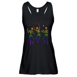 Goth Dancing Skeleton Gay Lesbian LGBT Pride For Halloween Ladies Essential Flowy Tank