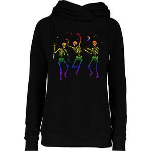 Goth Dancing Skeleton Gay Lesbian LGBT Pride For Halloween Womens Funnel Neck Pullover Hood