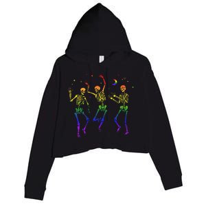 Goth Dancing Skeleton Gay Lesbian LGBT Pride For Halloween Crop Fleece Hoodie