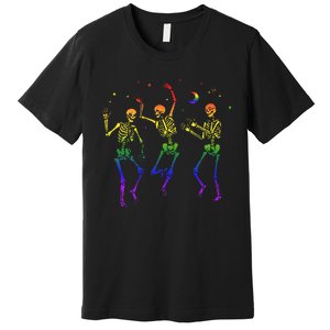 Goth Dancing Skeleton Gay Lesbian LGBT Pride For Halloween Premium T-Shirt