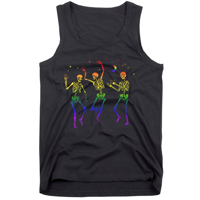 Goth Dancing Skeleton Gay Lesbian LGBT Pride For Halloween Tank Top