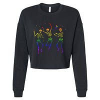 Goth Dancing Skeleton Gay Lesbian LGBT Pride For Halloween Cropped Pullover Crew