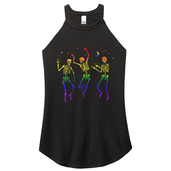 Goth Dancing Skeleton Gay Lesbian LGBT Pride For Halloween Women's Perfect Tri Rocker Tank