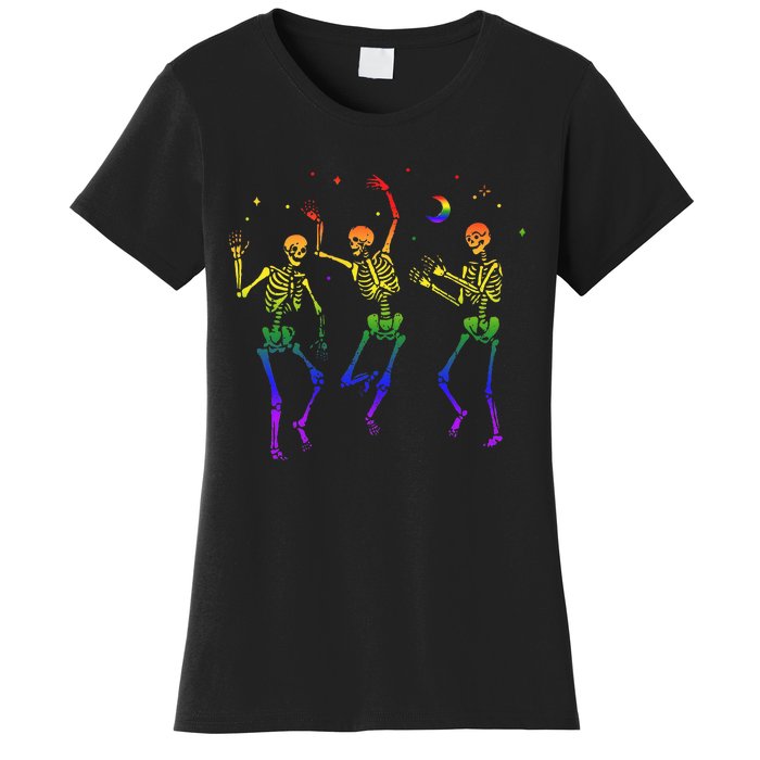 Goth Dancing Skeleton Gay Lesbian LGBT Pride For Halloween Women's T-Shirt