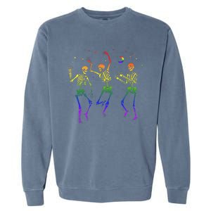 Goth Dancing Skeleton Gay Lesbian LGBT Pride For Halloween Garment-Dyed Sweatshirt