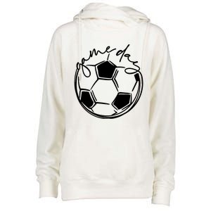 Game Day Sports Parent Soccer Mom Cute Gift Womens Funnel Neck Pullover Hood