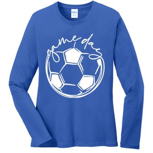 Game Day Sports Parent Soccer Mom Cute Gift Ladies Long Sleeve Shirt