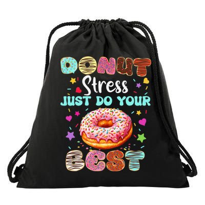 Groovy Donut Stress Just Do Your Best Testing Day Teachers Drawstring Bag