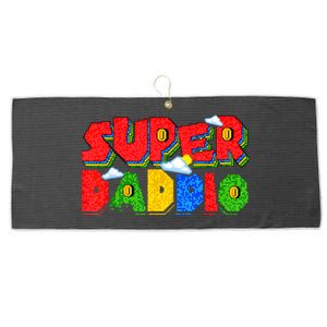 Gamer Dad Super Daddio Fathers Day Funny Gift From Kids Large Microfiber Waffle Golf Towel