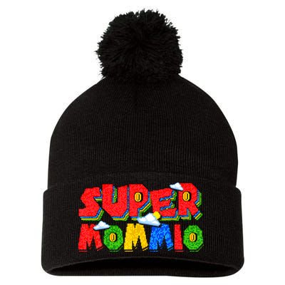 Gamer Dad Super Daddio Fathers Day Funny Gift From Kids Pom Pom 12in Knit Beanie