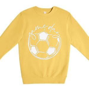 Game Day Soccer Leopard Print  Girls Soccer Premium Crewneck Sweatshirt