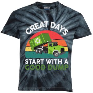 Great Days Start With A Good Dump Garbage Truck Kids Tie-Dye T-Shirt