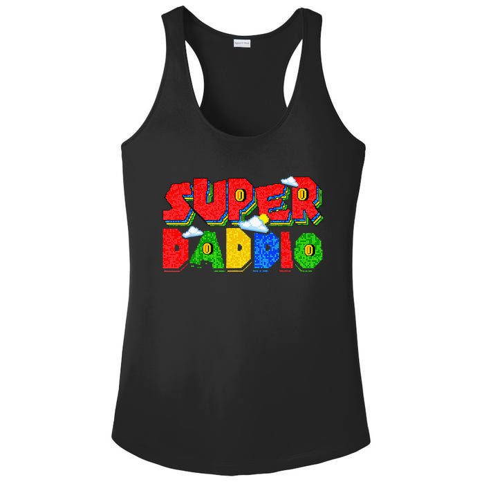 Gamer Dad Super Daddio Fathers Day Funny Gift From Ladies PosiCharge Competitor Racerback Tank