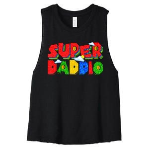 Gamer Dad Super Daddio Fathers Day Funny Gift From Women's Racerback Cropped Tank