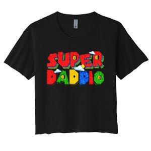 Gamer Dad Super Daddio Fathers Day Funny Gift From Women's Crop Top Tee