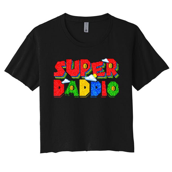 Gamer Dad Super Daddio Fathers Day Funny Gift From Women's Crop Top Tee