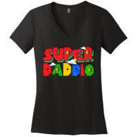 Gamer Dad Super Daddio Fathers Day Funny Gift From Women's V-Neck T-Shirt