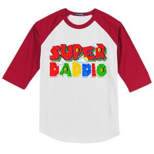 Gamer Dad Super Daddio Fathers Day Funny Gift From Kids Colorblock Raglan Jersey