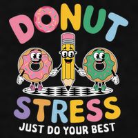 Groovy Donut Stress Just Do Your Best Testing Day Teachers Ladies PosiCharge Tri-Blend Wicking Tank
