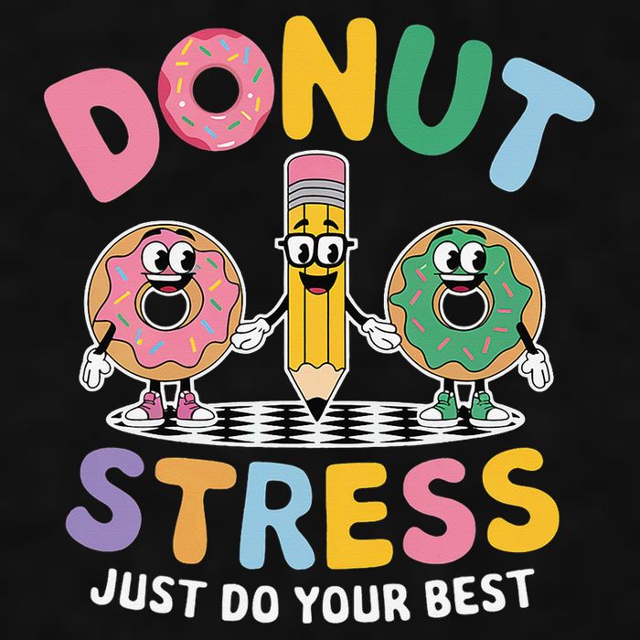 Groovy Donut Stress Just Do Your Best Testing Day Teachers Ladies PosiCharge Tri-Blend Wicking Tank
