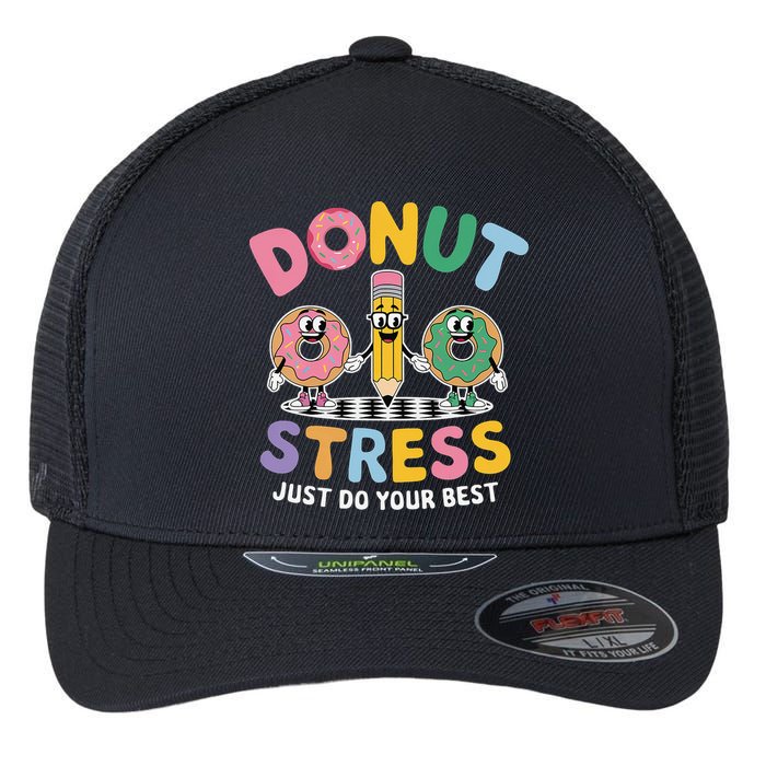 Groovy Donut Stress Just Do Your Best Testing Day Teachers Flexfit Unipanel Trucker Cap