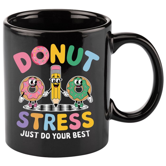 Groovy Donut Stress Just Do Your Best Testing Day Teachers 11oz C Handle Ceramic Mug