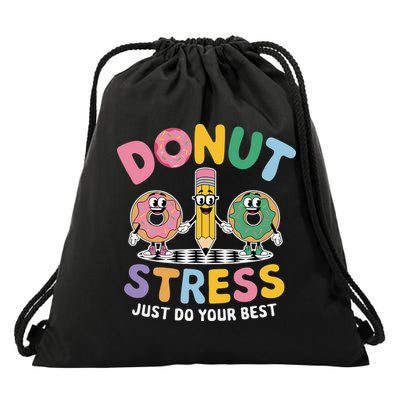 Groovy Donut Stress Just Do Your Best Testing Day Teachers Drawstring Bag
