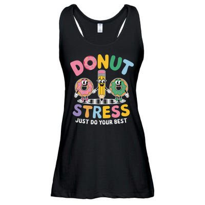 Groovy Donut Stress Just Do Your Best Testing Day Teachers Ladies Essential Flowy Tank