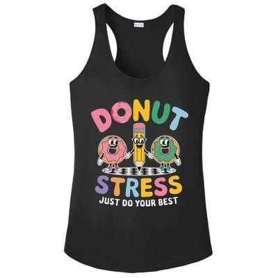 Groovy Donut Stress Just Do Your Best Testing Day Teachers Ladies PosiCharge Competitor Racerback Tank