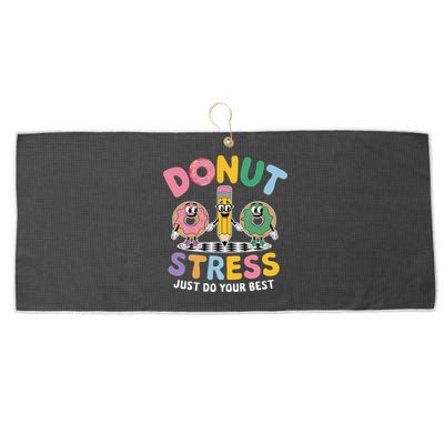 Groovy Donut Stress Just Do Your Best Testing Day Teachers Large Microfiber Waffle Golf Towel