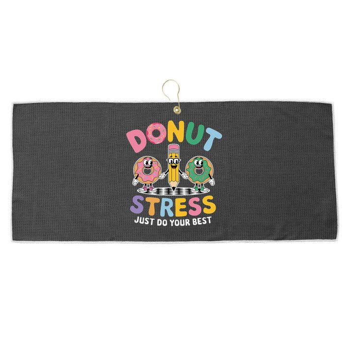 Groovy Donut Stress Just Do Your Best Testing Day Teachers Large Microfiber Waffle Golf Towel